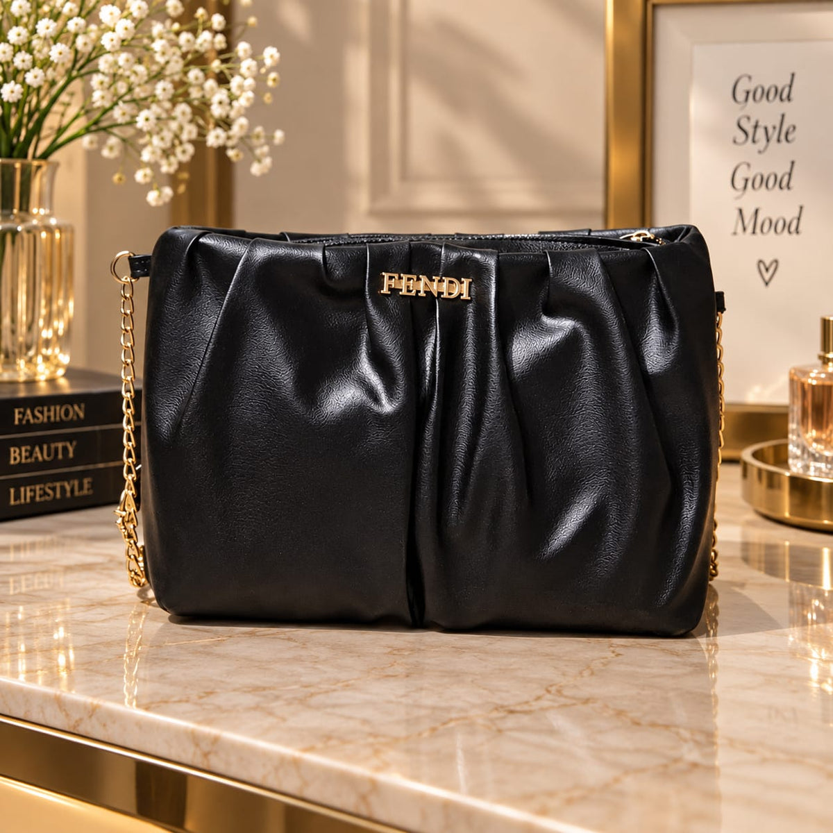 Premium Wavy Shoulder Handbag
